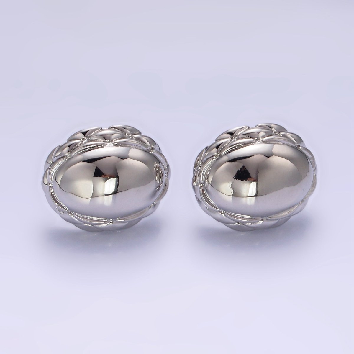 Chunky 24K Gold Filled Oval Quilt Textured Stud Earrings | T309 T310