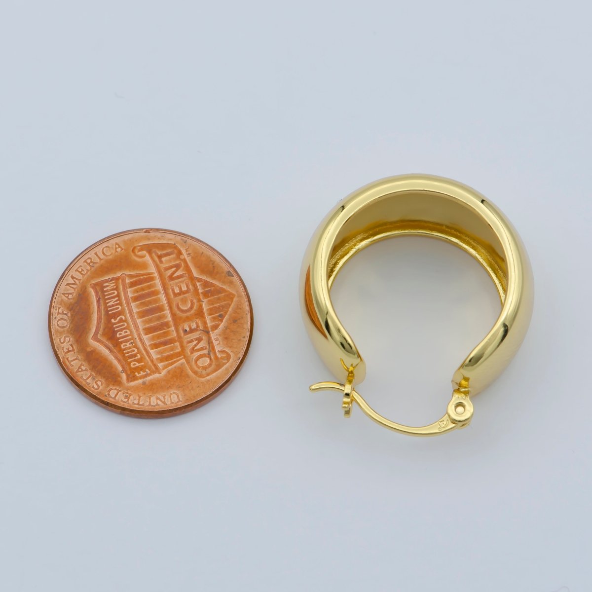 Chunky Gold Earrings, Minimalist Wide Dome Hoop Earrings in 16k Gold Filled Available in Thick Gold Chunky Hoops P-085