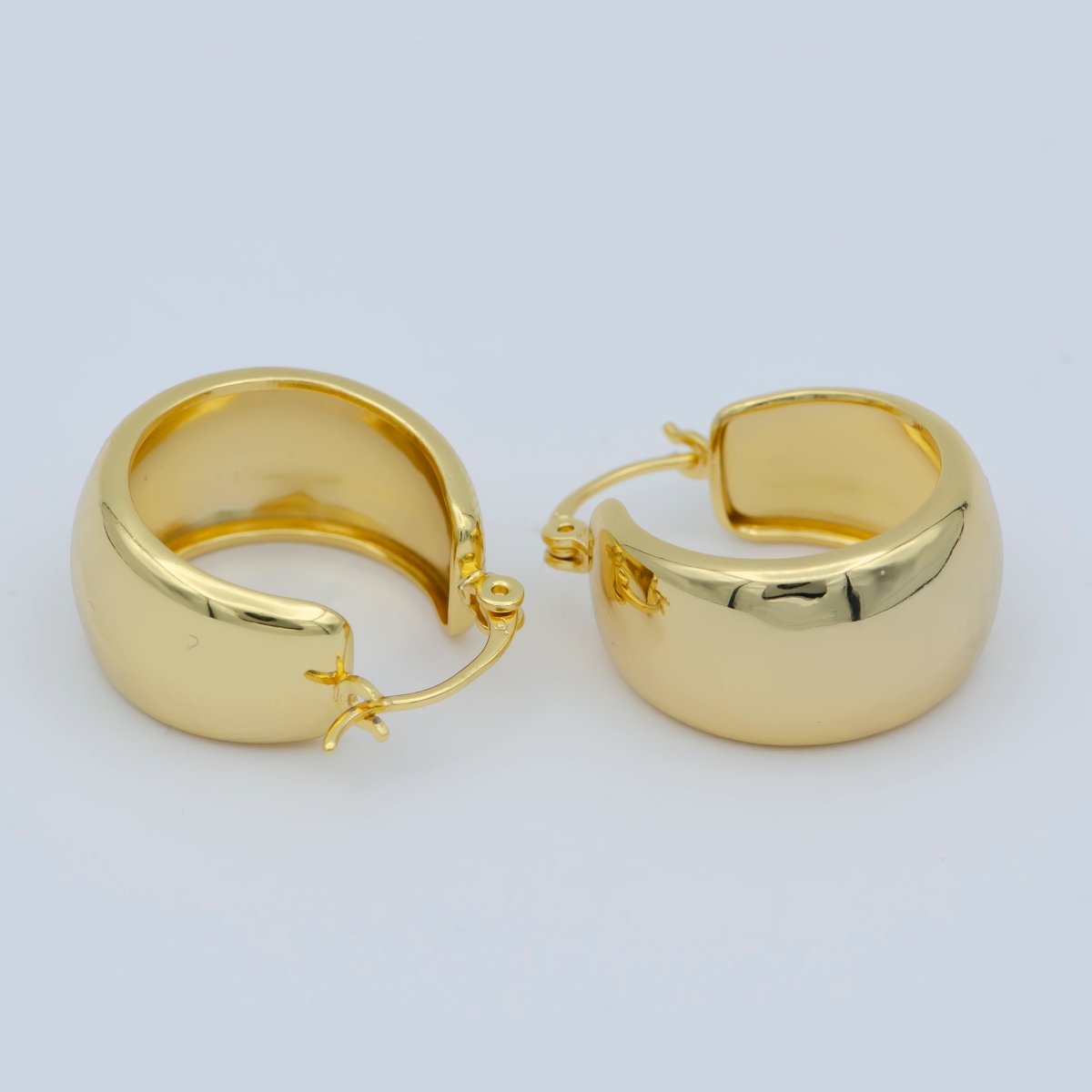 Chunky Gold Earrings, Minimalist Wide Dome Hoop Earrings in 16k Gold Filled Available in Thick Gold Chunky Hoops P-085