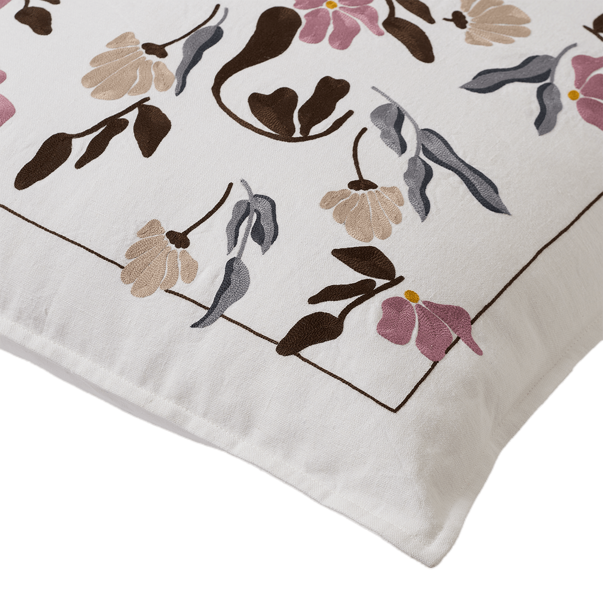 Hand Embroidered  Bouquet Pillow Cover 20" x 20"