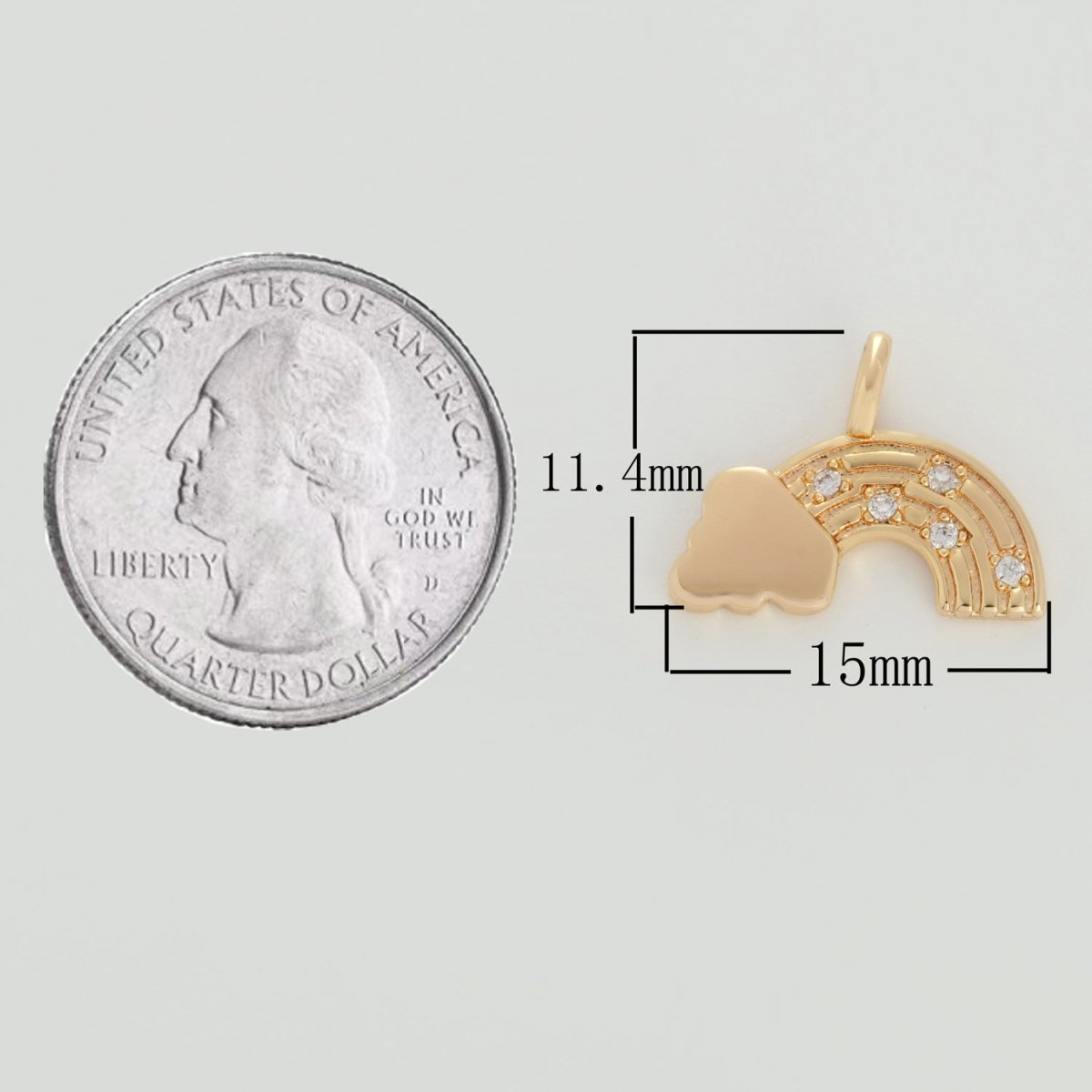 Dainty 18k Gold Filled Rainbow Charm with Cloud M-788