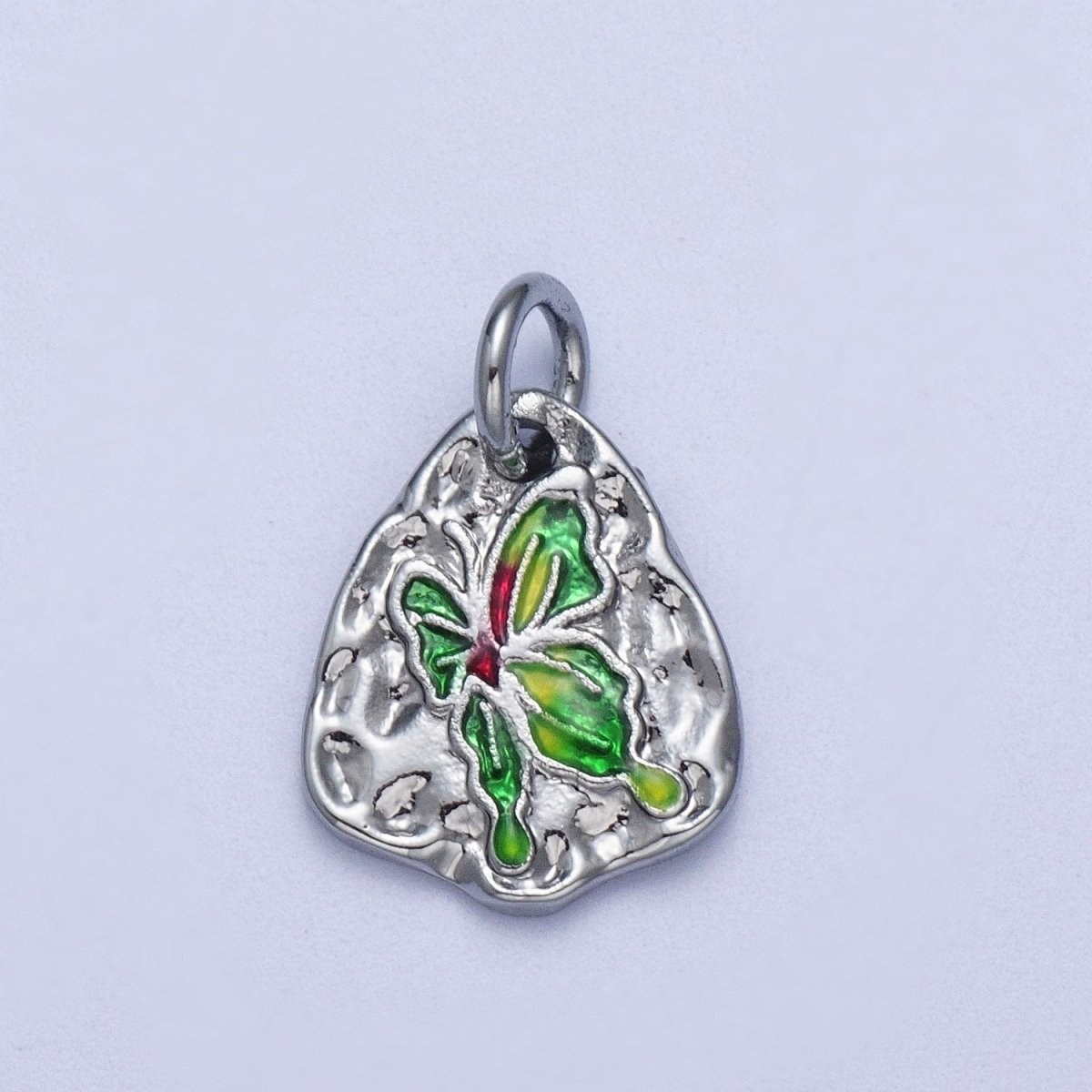 Dainty Colorful Monarch Butterfly Rustic Hammered Gold & Silver Charm | E-672-E677