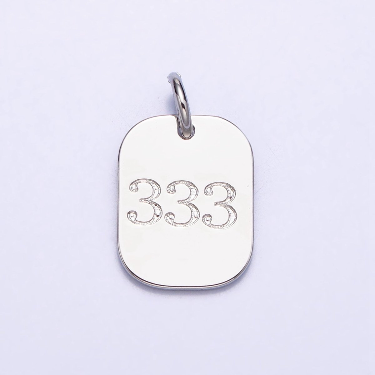 Dainty Silver Tag Angel Number Numerology Engraved Small Military Tag Charm add on Pendant | AC062-AC071