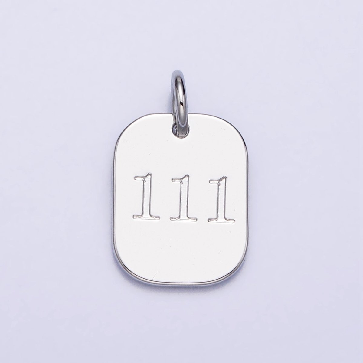 Dainty Silver Tag Angel Number Numerology Engraved Small Military Tag Charm add on Pendant | AC062-AC071