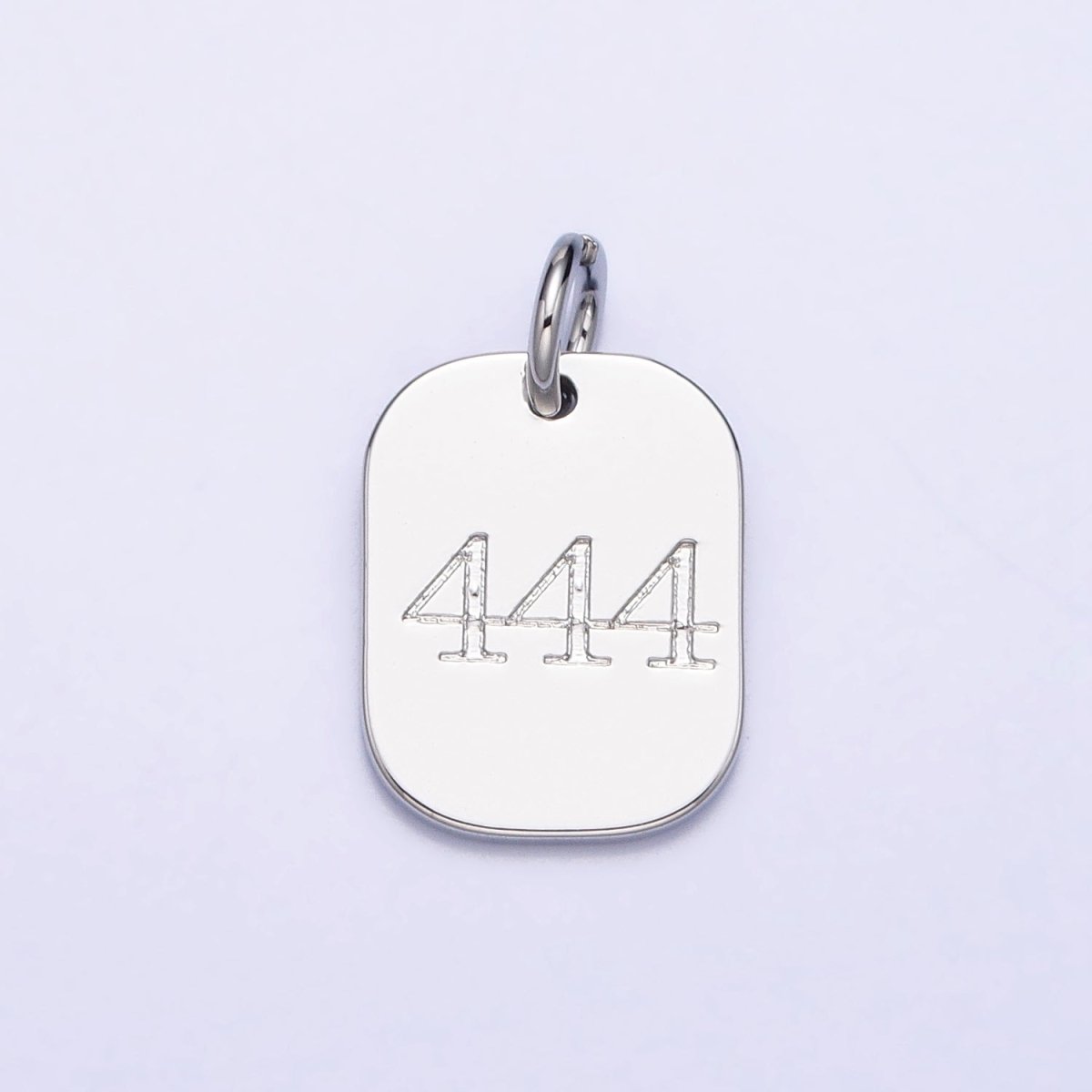 Dainty Silver Tag Angel Number Numerology Engraved Small Military Tag Charm add on Pendant | AC062-AC071