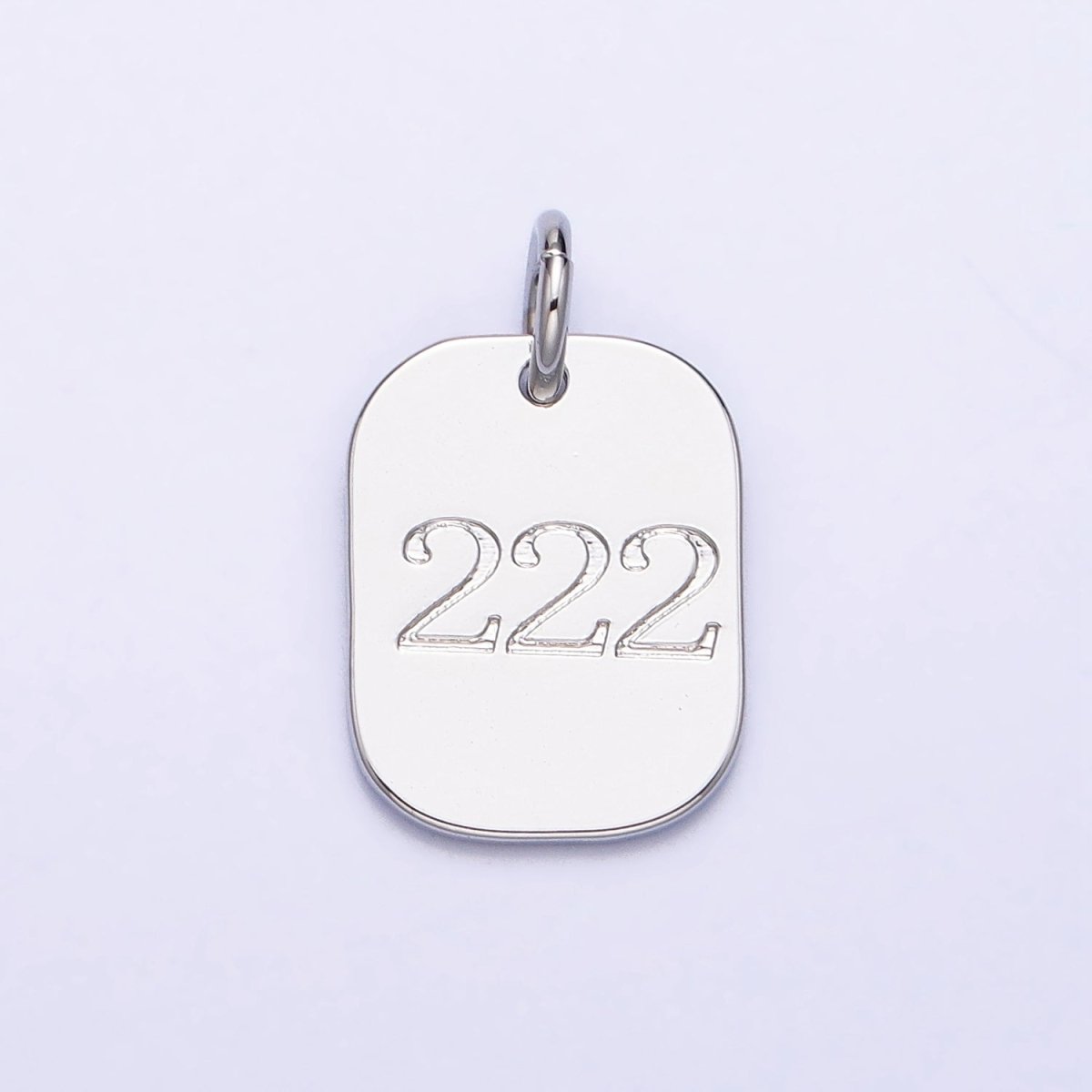 Dainty Silver Tag Angel Number Numerology Engraved Small Military Tag Charm add on Pendant | AC062-AC071