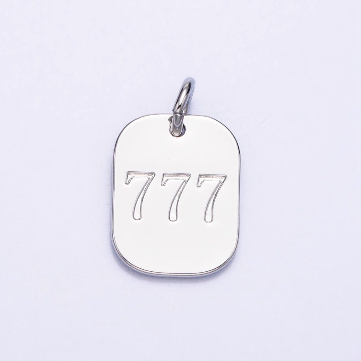 Dainty Silver Tag Angel Number Numerology Engraved Small Military Tag Charm add on Pendant | AC062-AC071