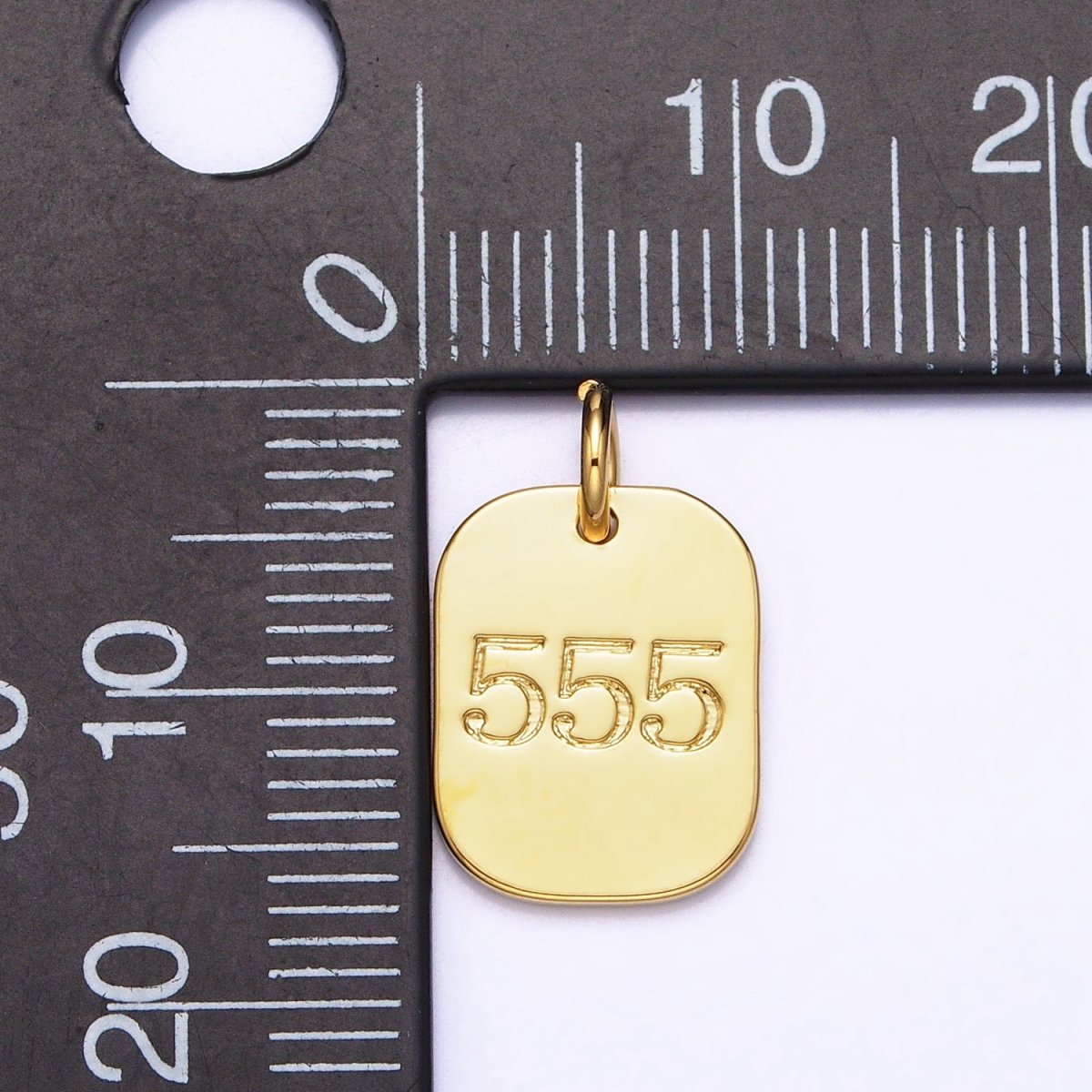 Dainty Silver Tag Angel Number Numerology Engraved Small Military Tag Charm add on Pendant | AC062-AC071