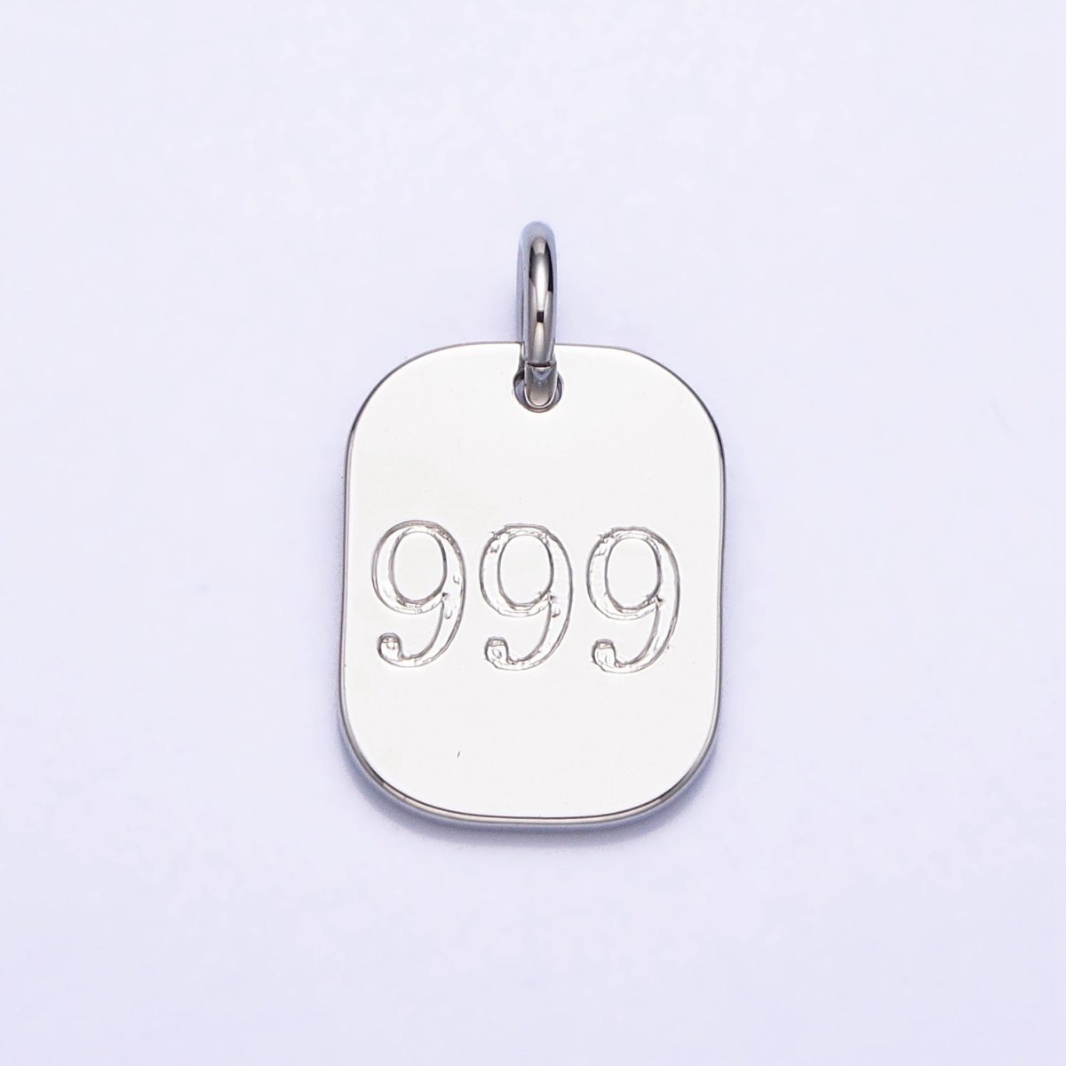 Dainty Silver Tag Angel Number Numerology Engraved Small Military Tag Charm add on Pendant | AC062-AC071
