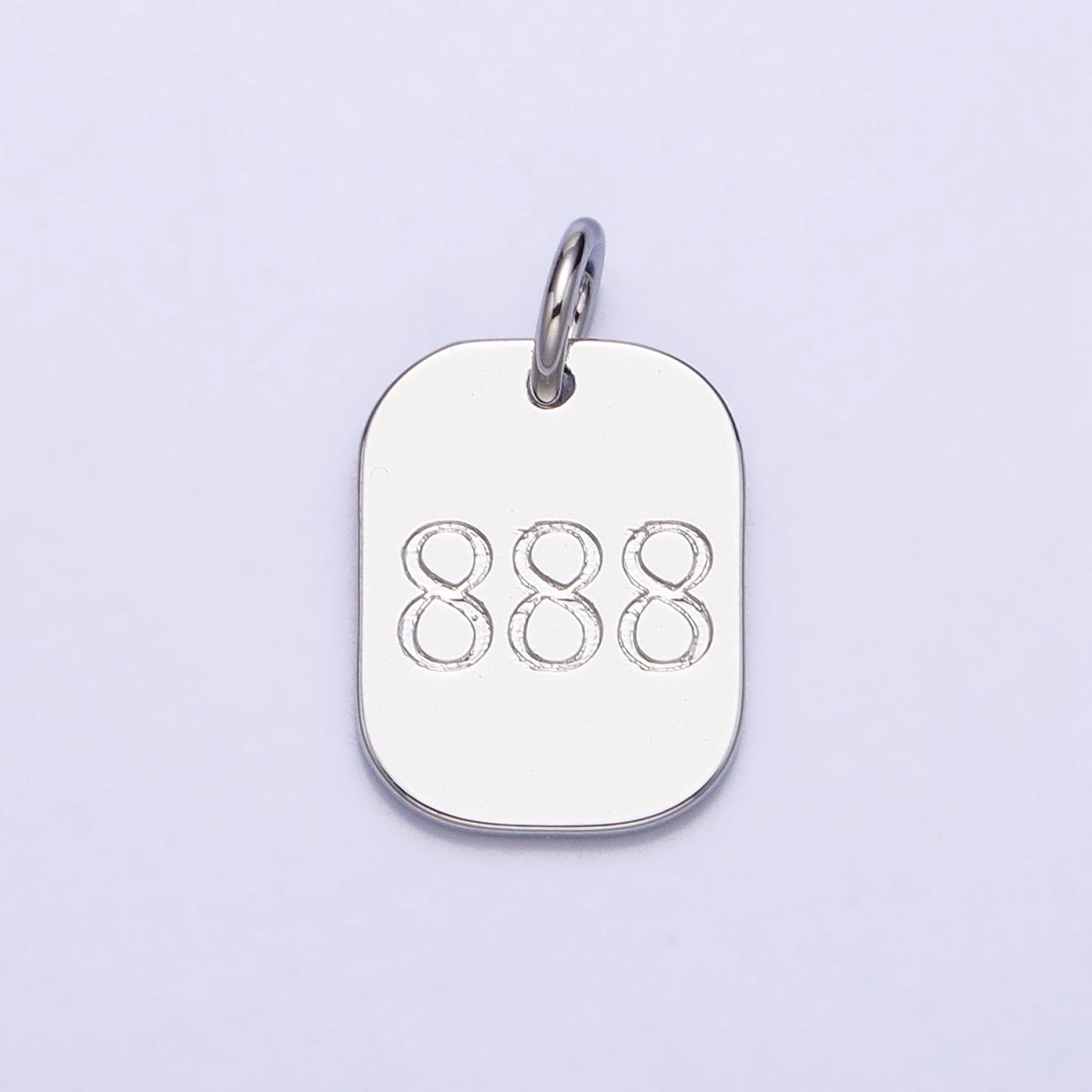 Dainty Silver Tag Angel Number Numerology Engraved Small Military Tag Charm add on Pendant | AC062-AC071