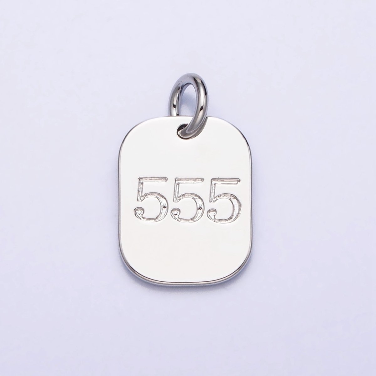 Dainty Silver Tag Angel Number Numerology Engraved Small Military Tag Charm add on Pendant | AC062-AC071