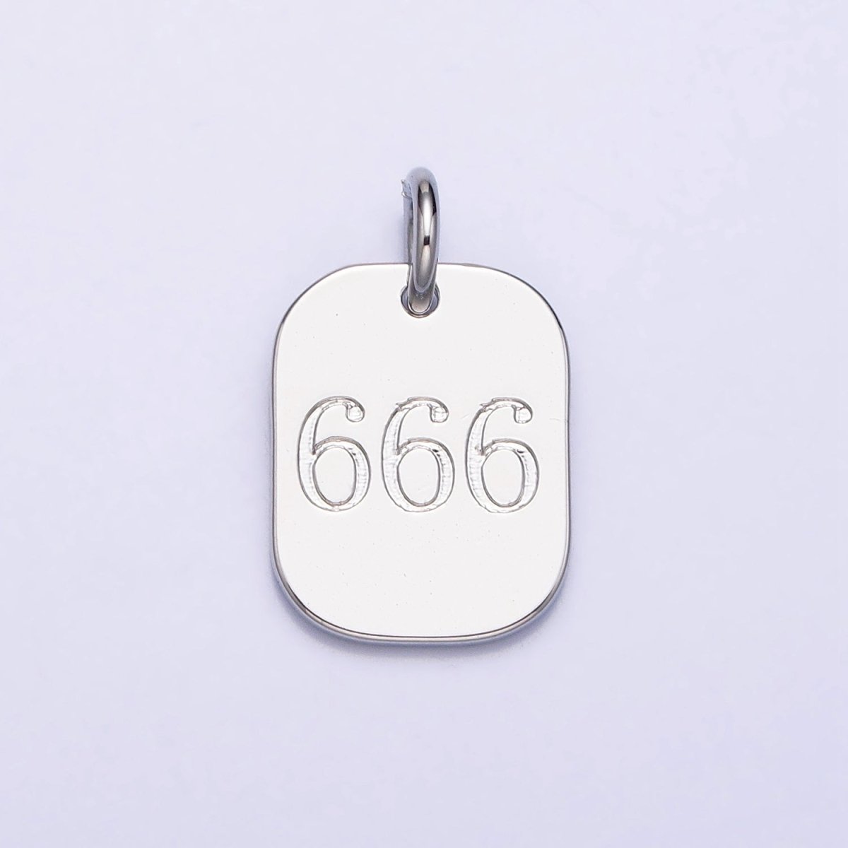 Dainty Silver Tag Angel Number Numerology Engraved Small Military Tag Charm add on Pendant | AC062-AC071