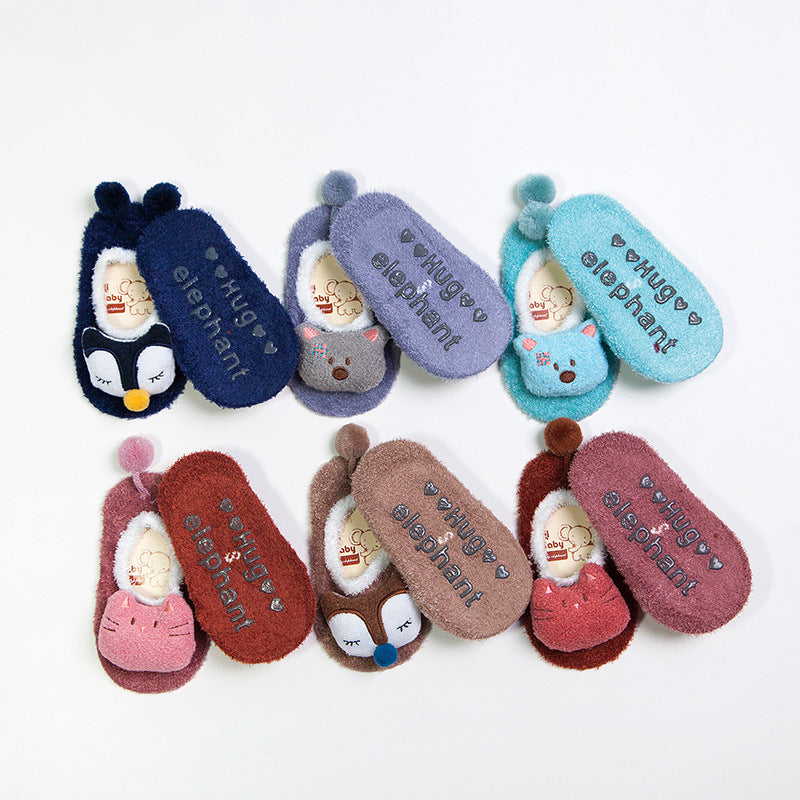 Cute Cartoon Feather Non-Slip Baby Socks for Kids