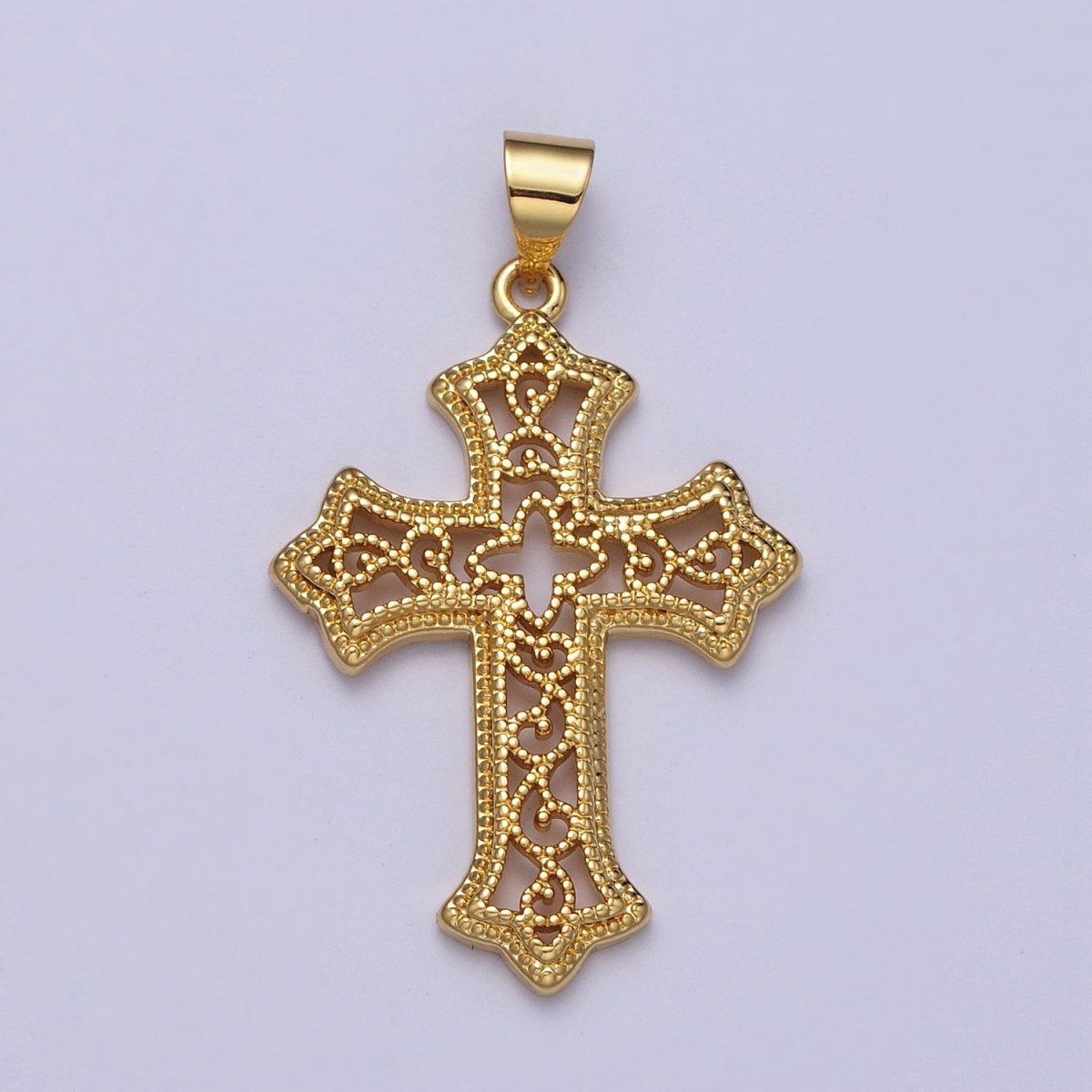 Dotted Filigree Passion Religious Cross Pendant | H412