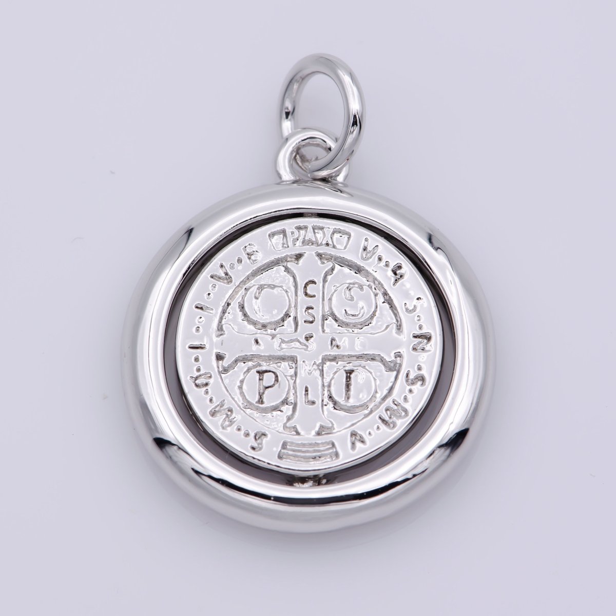 Double Sided Dainty Gold Filled Saint Benedict Charm Pray for You Spinner Pendant for Religious Jewelry Making Inspired M487