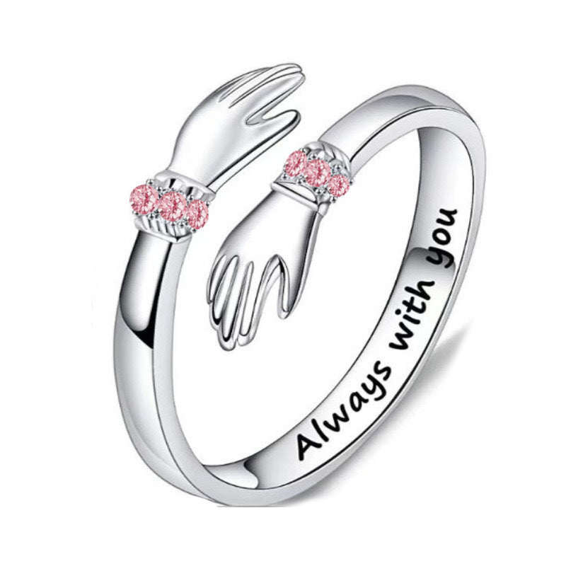 Diamond-Studded Hug Ring for Both Hands