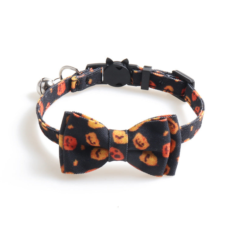 Halloween Pumpkin Cat Collar and Bib Two-Piece Set