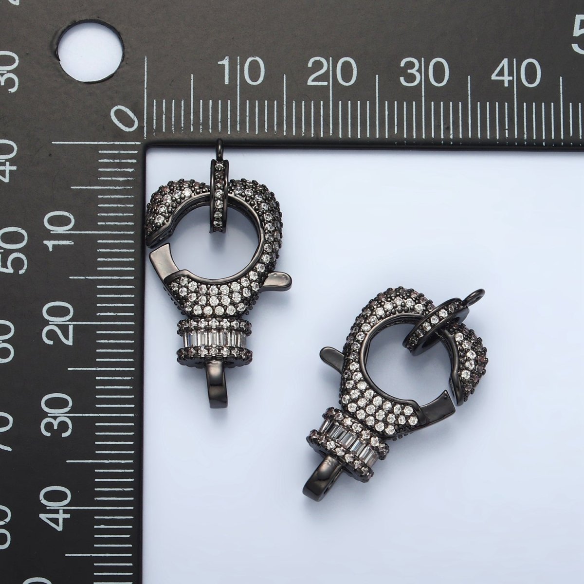Gold Filled 25mm Clear Baguette Micro Paved Lobster Clasps Rhondelle Closure Set Findings | L081