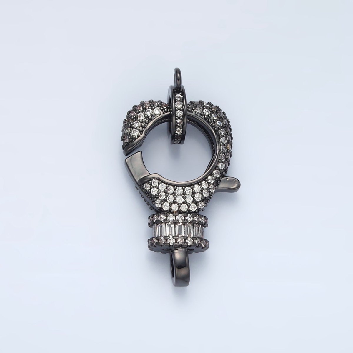 Gold Filled 25mm Clear Baguette Micro Paved Lobster Clasps Rhondelle Closure Set Findings | L081
