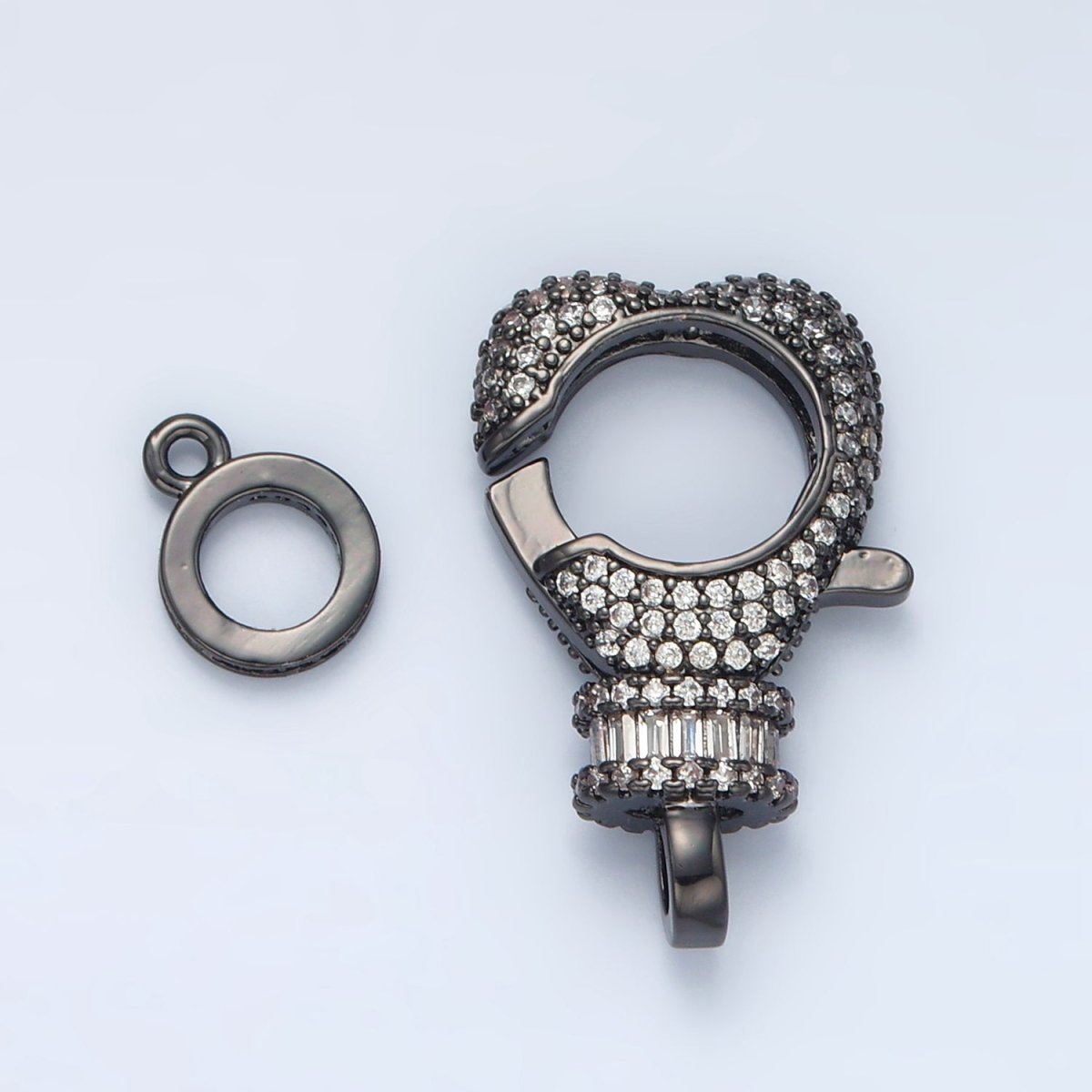 Gold Filled 25mm Clear Baguette Micro Paved Lobster Clasps Rhondelle Closure Set Findings | L081