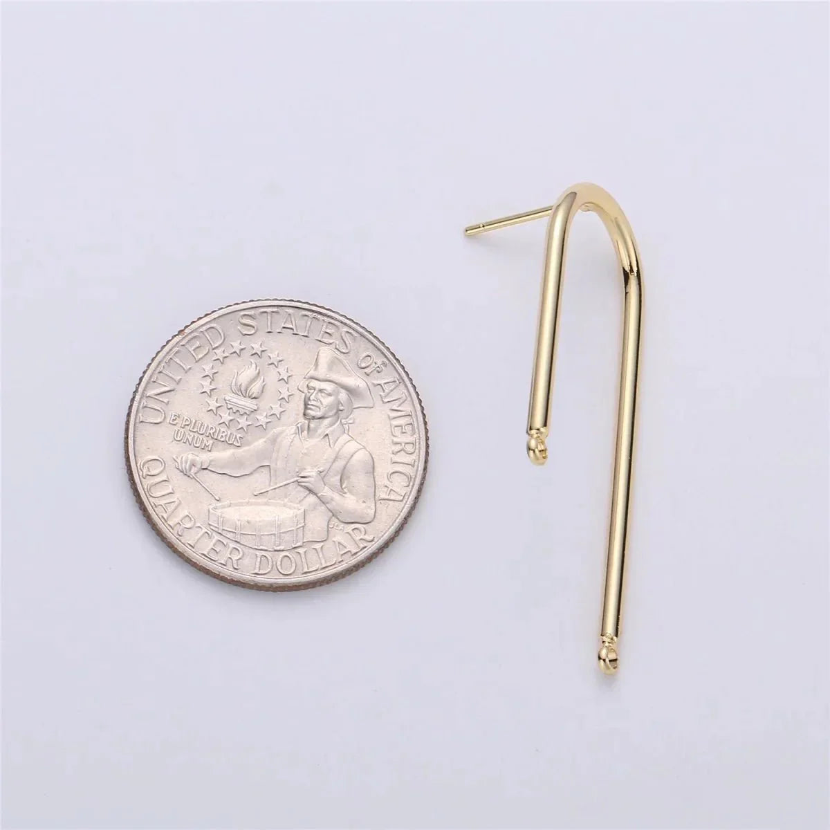 Gold Rectangular Post Earring, Geometric Earrings with Open Link for DIY Earring Jewelry Making Gold Filled K-252