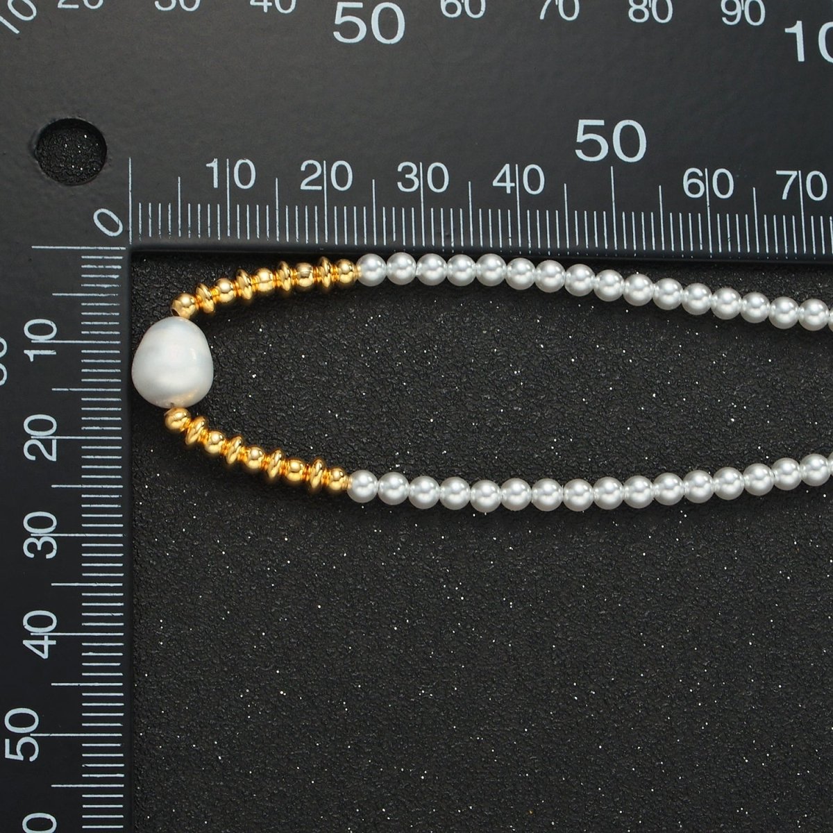 Handmade Imitation Pearl Beaded Chain Necklace with Freshwater Pearl Charm 16.14 Inch with Extender | WA2577