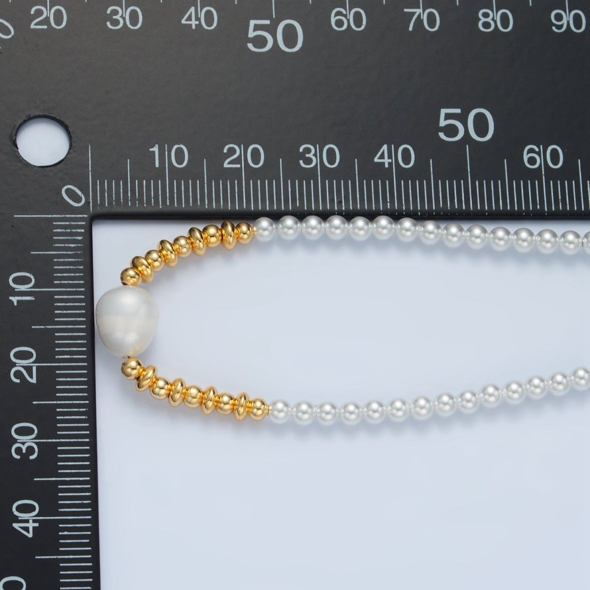 Handmade Imitation Pearl Beaded Chain Necklace with Freshwater Pearl Charm 16.14 Inch with Extender | WA2577