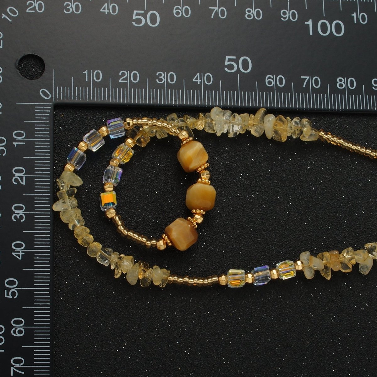 Handmade Orange Yellow Citrine Beaded Chain Necklace 15.94 Inch with Extender | WA2573