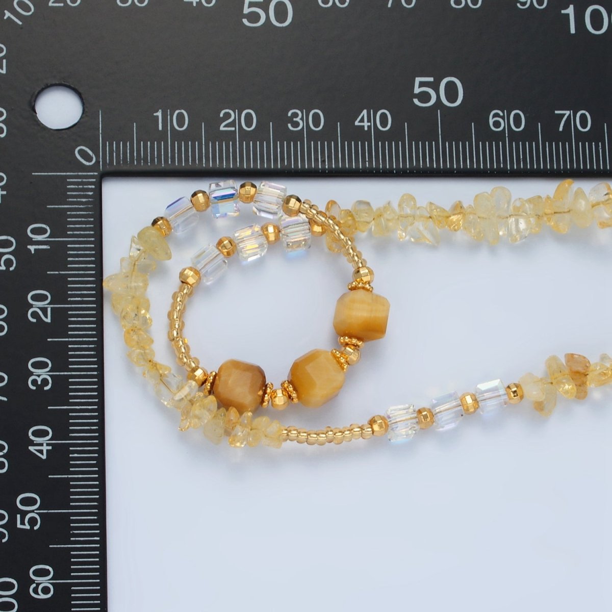 Handmade Orange Yellow Citrine Beaded Chain Necklace 15.94 Inch with Extender | WA2573