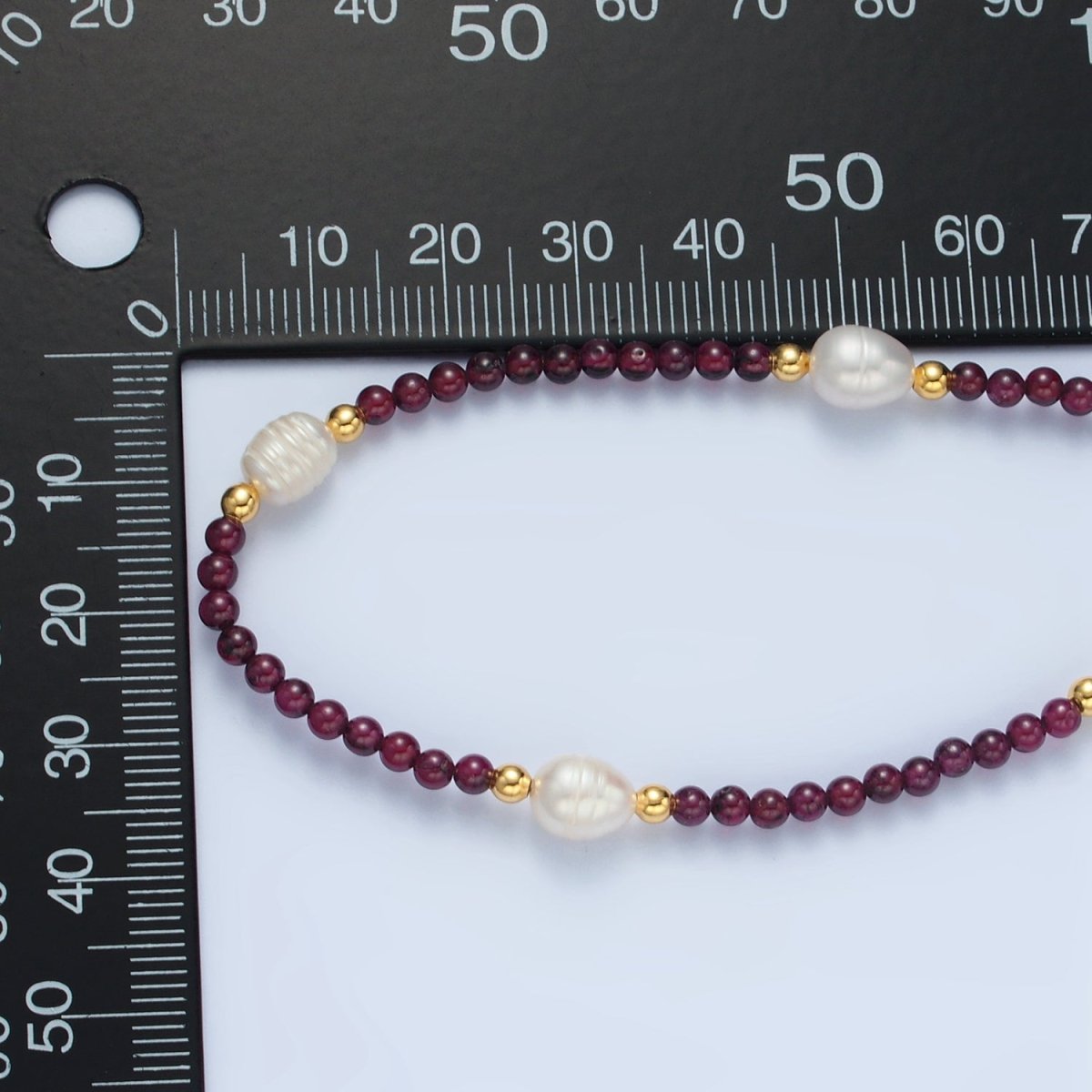 Handmade Purple Amethyst Beaded Chain Necklace with Freshwater Pearl 15.55 Inch with Extender | WA2572
