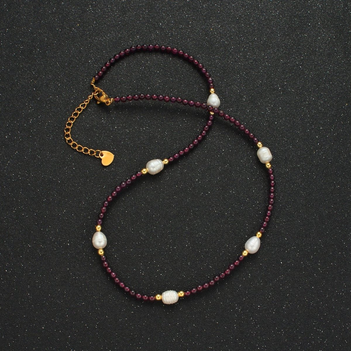 Handmade Purple Amethyst Beaded Chain Necklace with Freshwater Pearl 15.55 Inch with Extender | WA2572