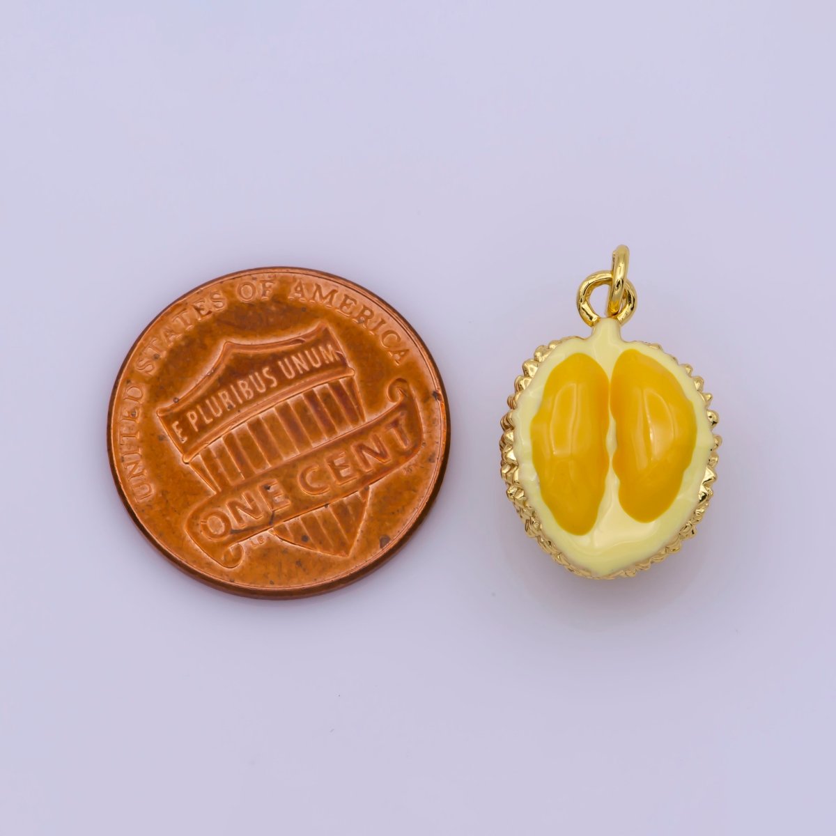 Mini Gold Durian Charm Enamel King of Fruits Pendant M-826