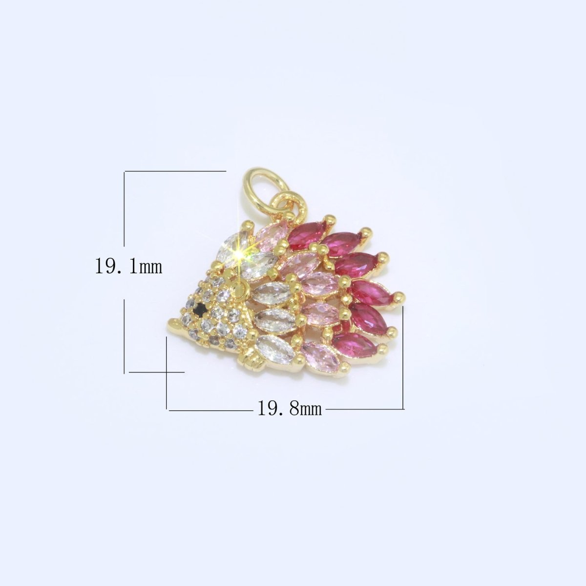 Mini Gold Filled Hedgehog Charm, Hedgehog Jewelry, Wild Animal Lover Jewelry Gift Micro Pave Cz Porcupine Charm M-695
