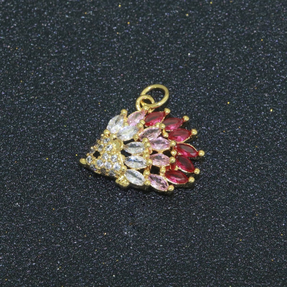Mini Gold Filled Hedgehog Charm, Hedgehog Jewelry, Wild Animal Lover Jewelry Gift Micro Pave Cz Porcupine Charm M-695