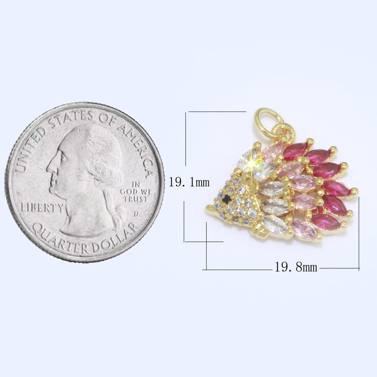 Mini Gold Filled Hedgehog Charm, Hedgehog Jewelry, Wild Animal Lover Jewelry Gift Micro Pave Cz Porcupine Charm M-695