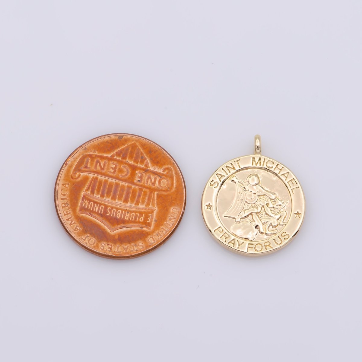 Mini Gold Filled Saint Michael Charm Pendant Pray For Us Jewelry Inspired M481