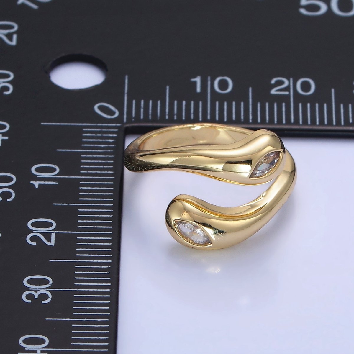 Minimalist Gold Filled Wrapped Adjustable Ring With Clear CZ Sone- O-196