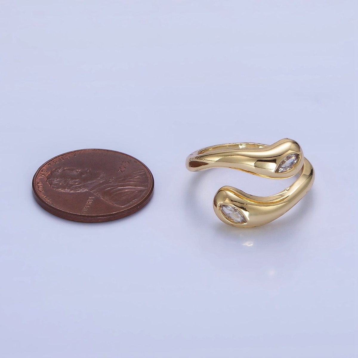 Minimalist Gold Filled Wrapped Adjustable Ring With Clear CZ Sone- O-196