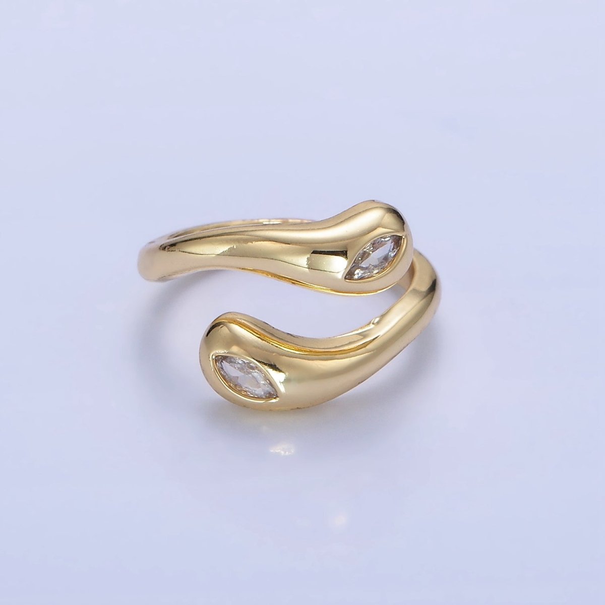Minimalist Gold Filled Wrapped Adjustable Ring With Clear CZ Sone- O-196