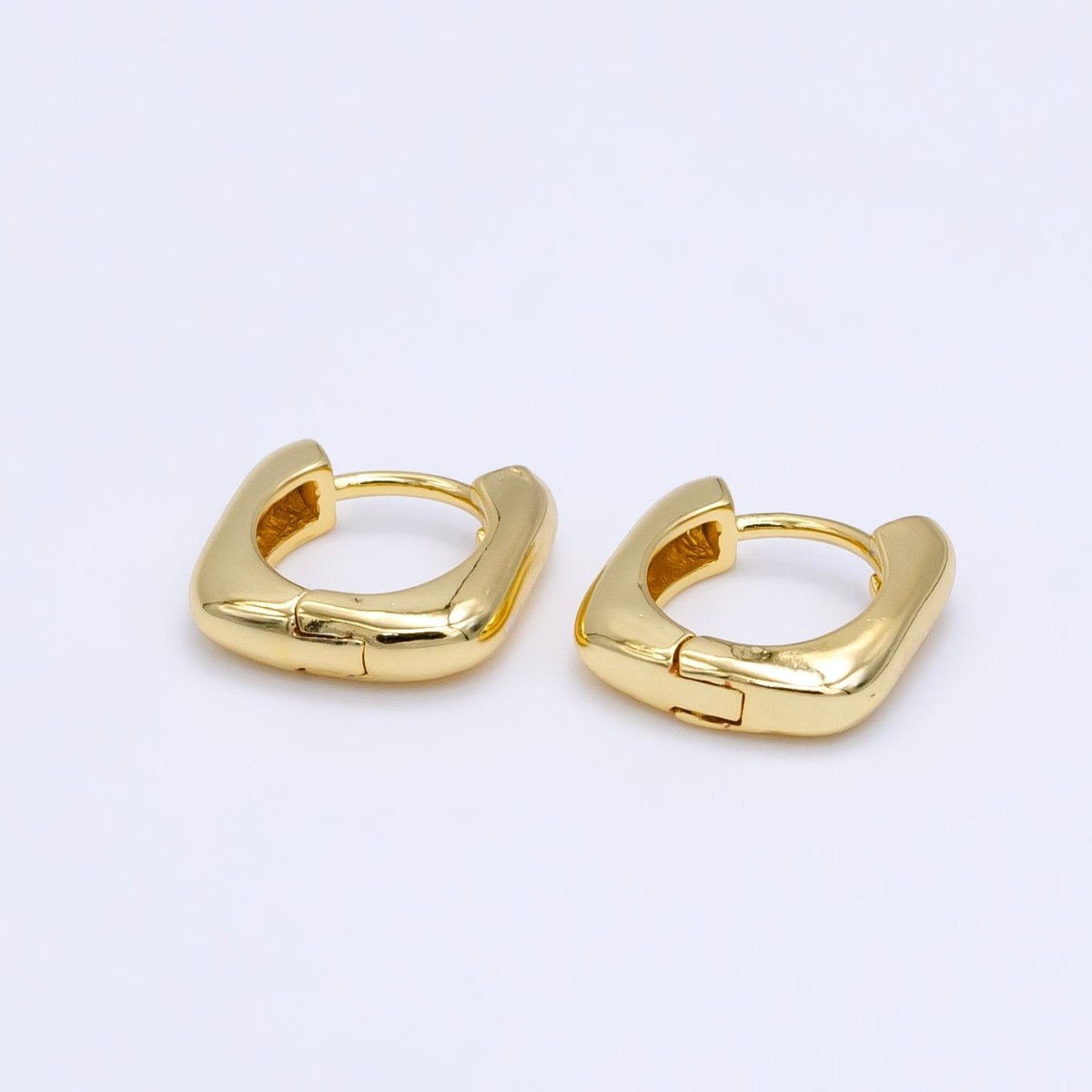 Minimalist Rectangular Small Hoop Earrings Gold Filled Sterling Geometric Hoop Earrings AB1155