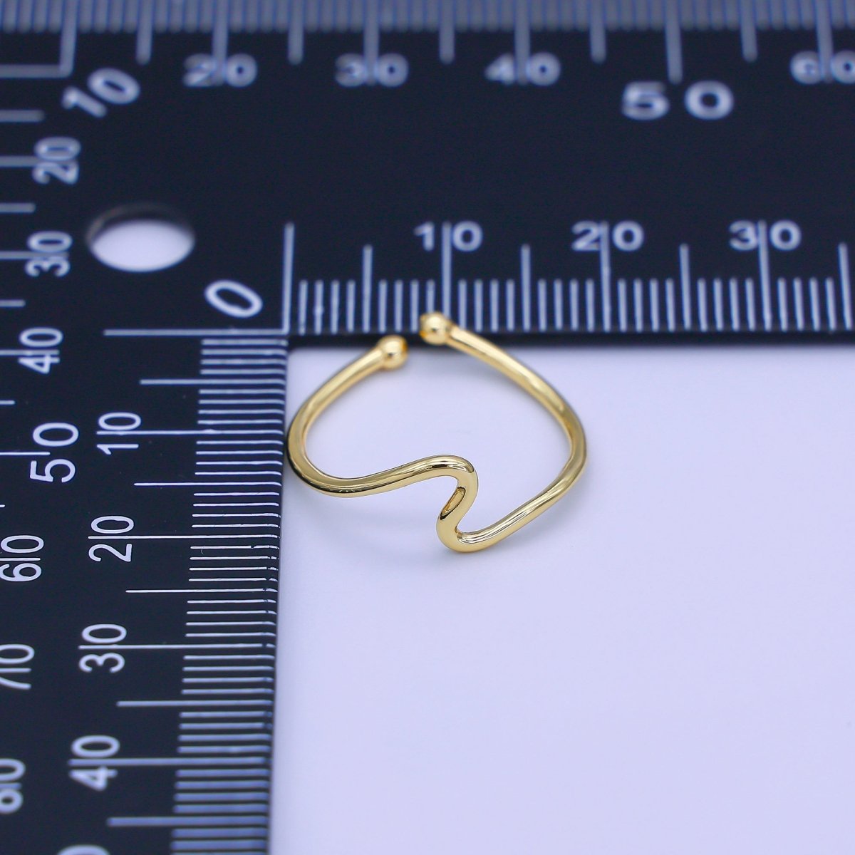 Minimalist Ring Gold Open Ring Wave Curvy Ring, Thin Ring Gold Ring Dainty Stackable Ring Adjustable Ring.R-084