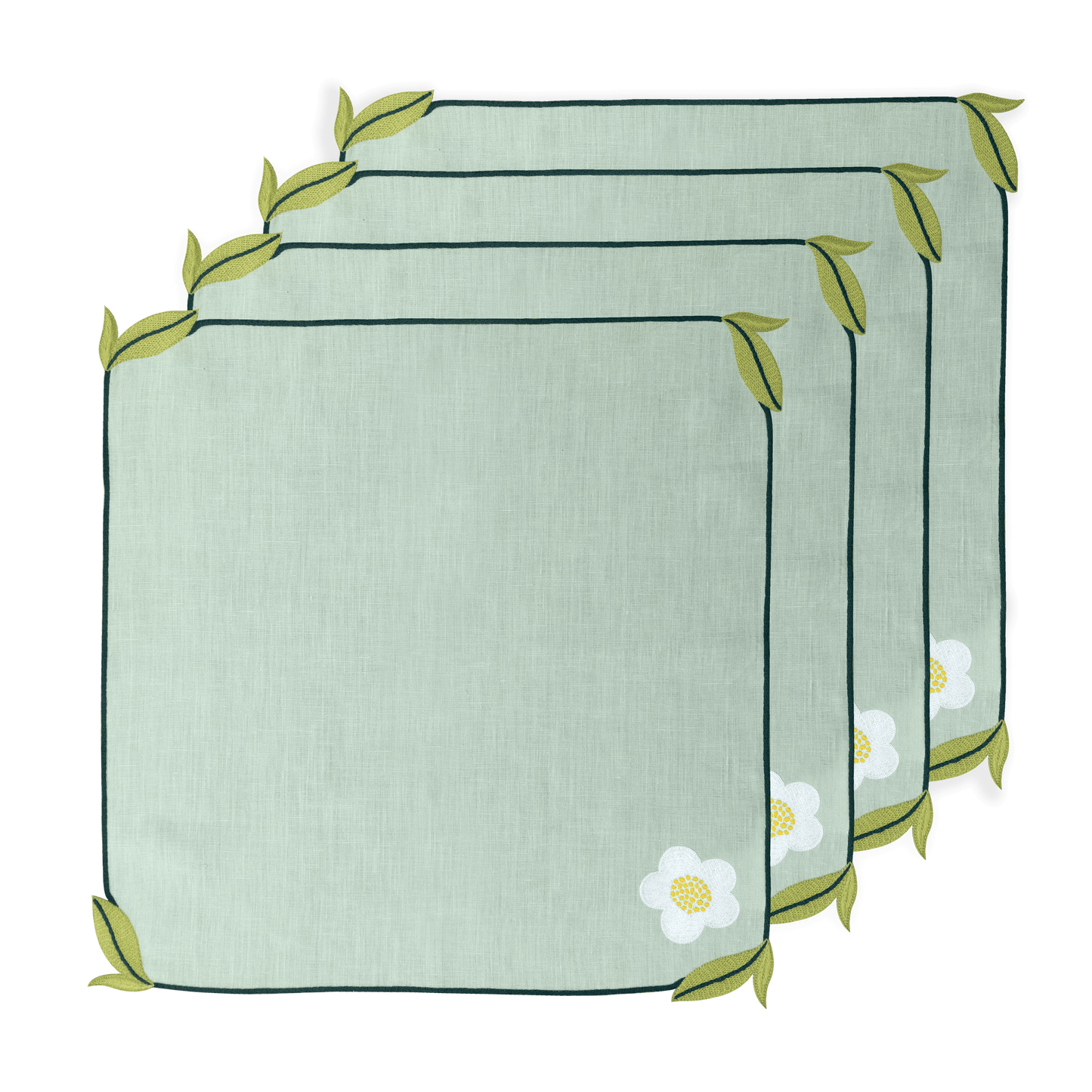 Hand Embroidered Trellis Napkins 18" x 18" (Set of 4)
