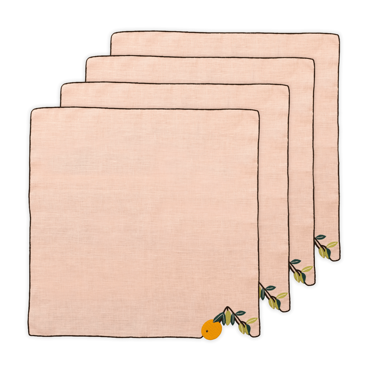 Hand Embroidered Farm To Table Napkins 18" x 18" (Set of 4)