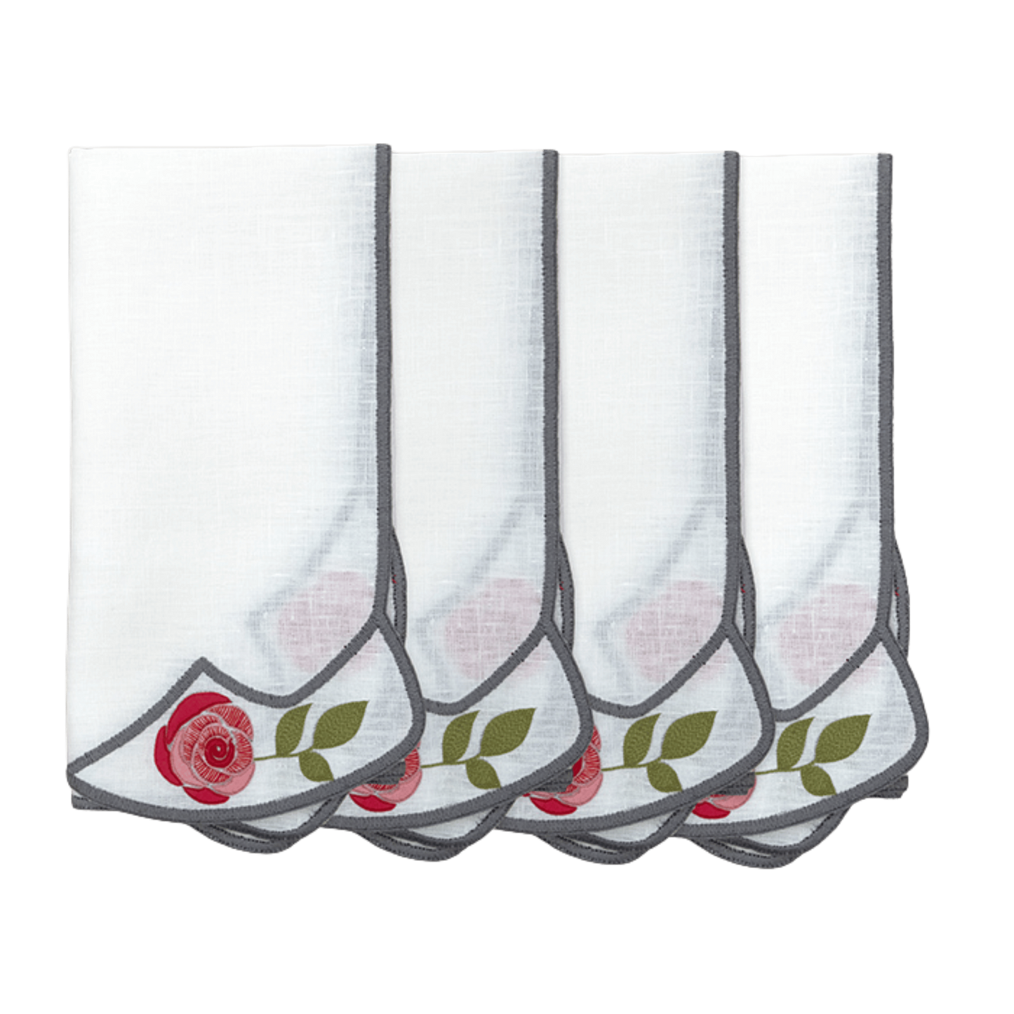 Hand Embroidered Heirloom Petals Napkins 18" x 18" (Set of 4)