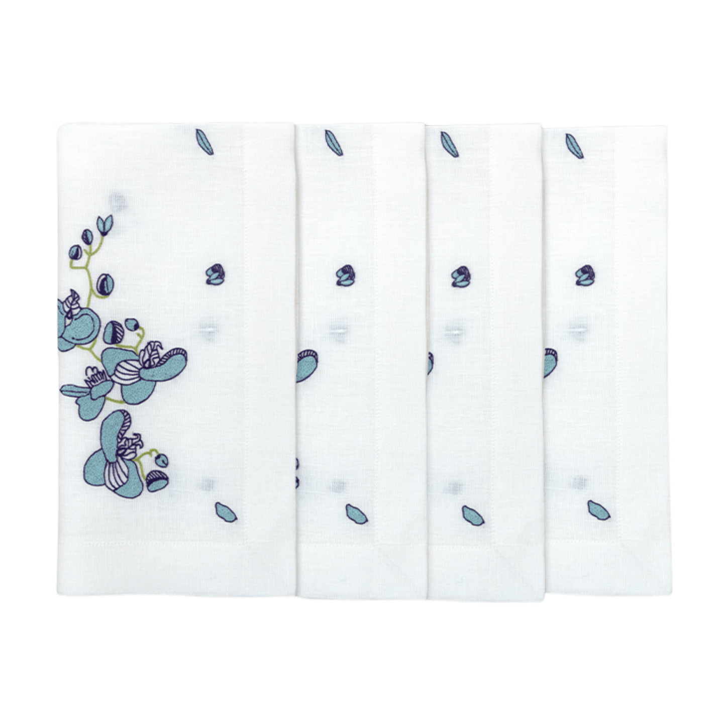Hand Embroidered  Vintage Floral Napkins 18" x 18" (Set of 4)
