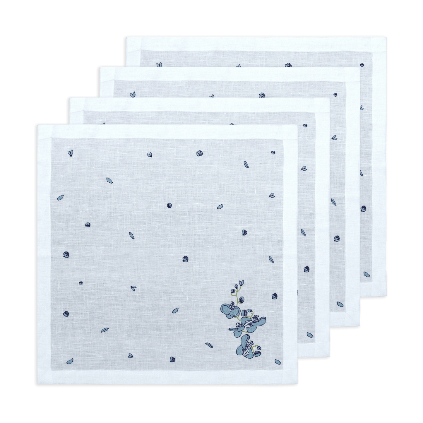 Hand Embroidered  Vintage Floral Napkins 18" x 18" (Set of 4)