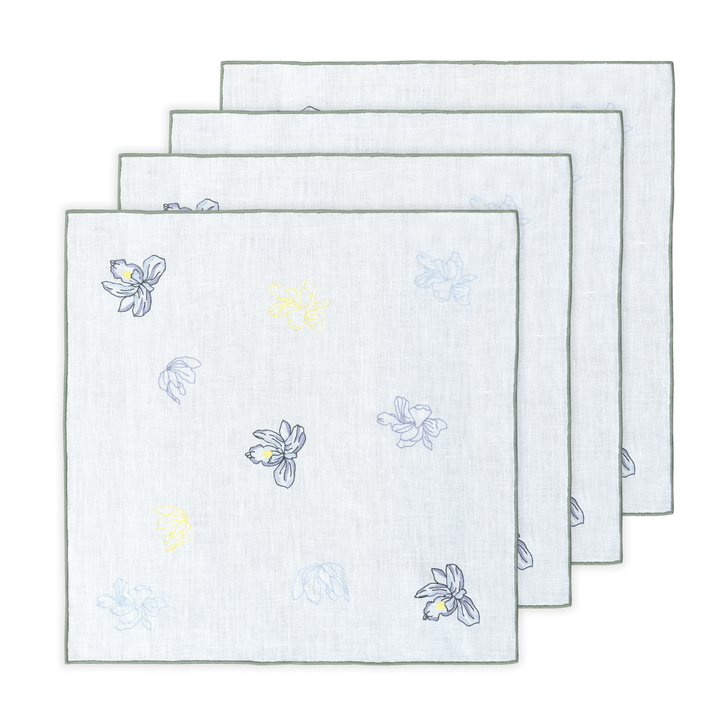 Hand Embroidered Floral Fresco Napkins 18" x 18" (Set of 4)