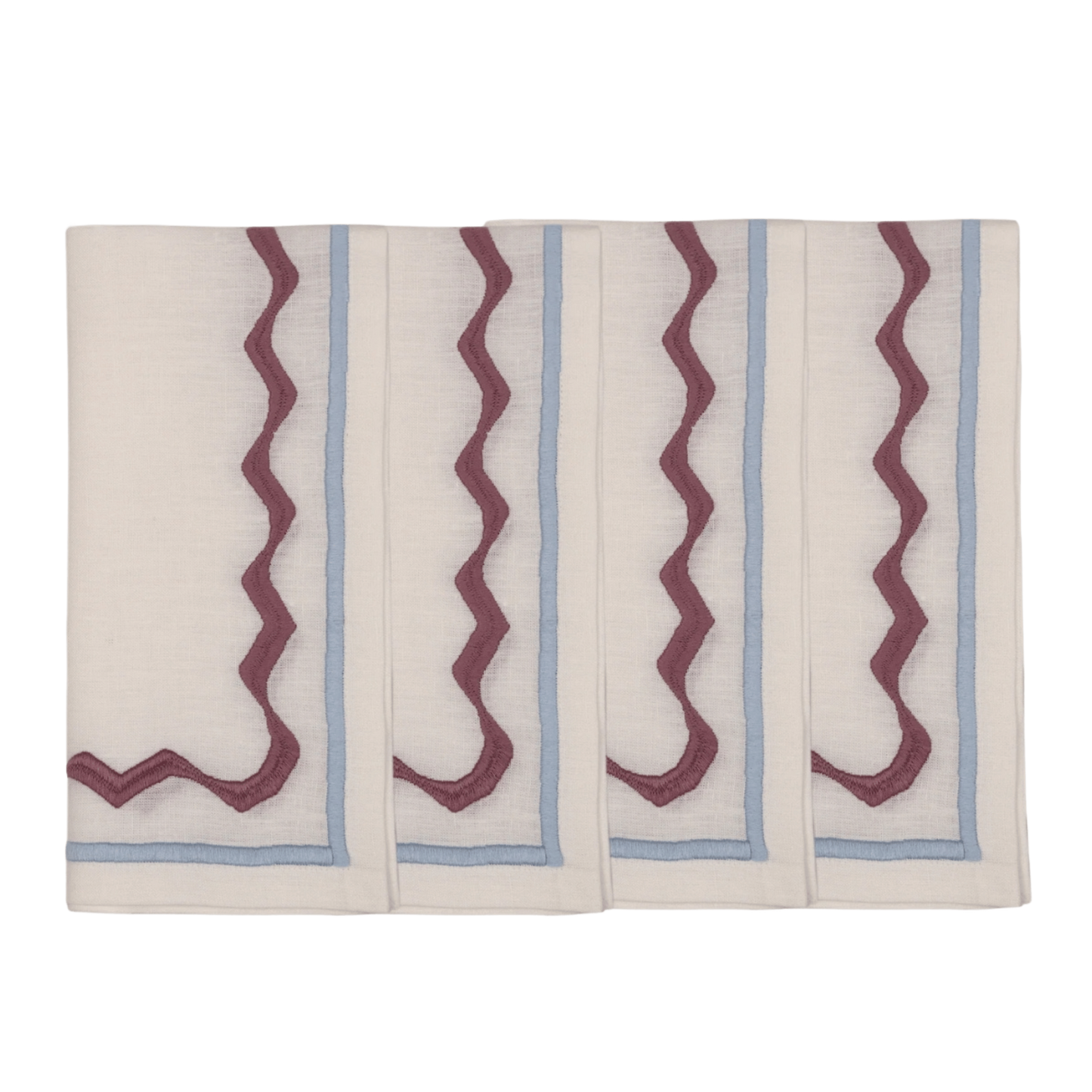 Embroidered Ripple Stitch Napkins 18" x 18" (Set of 4)