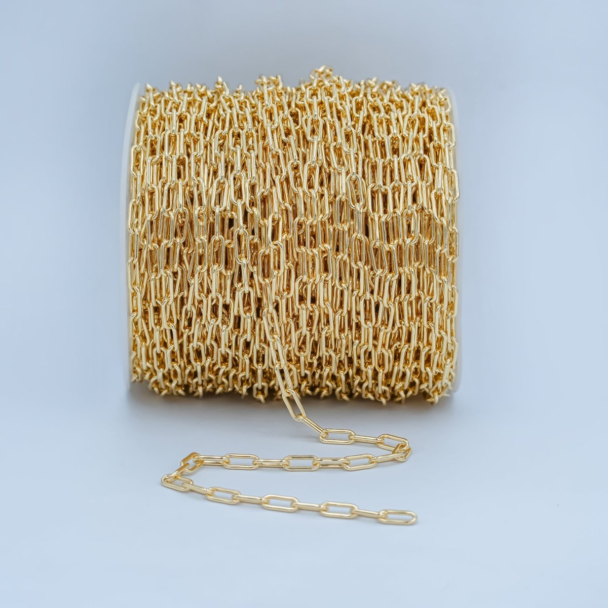 Oval Paperclip Chain Necklace 18k Gold Plated Long Oval Paper Clip Chain 1 yard, 3 feet Lead, Nickel Free Unfinished Link Chain | ROLL-251