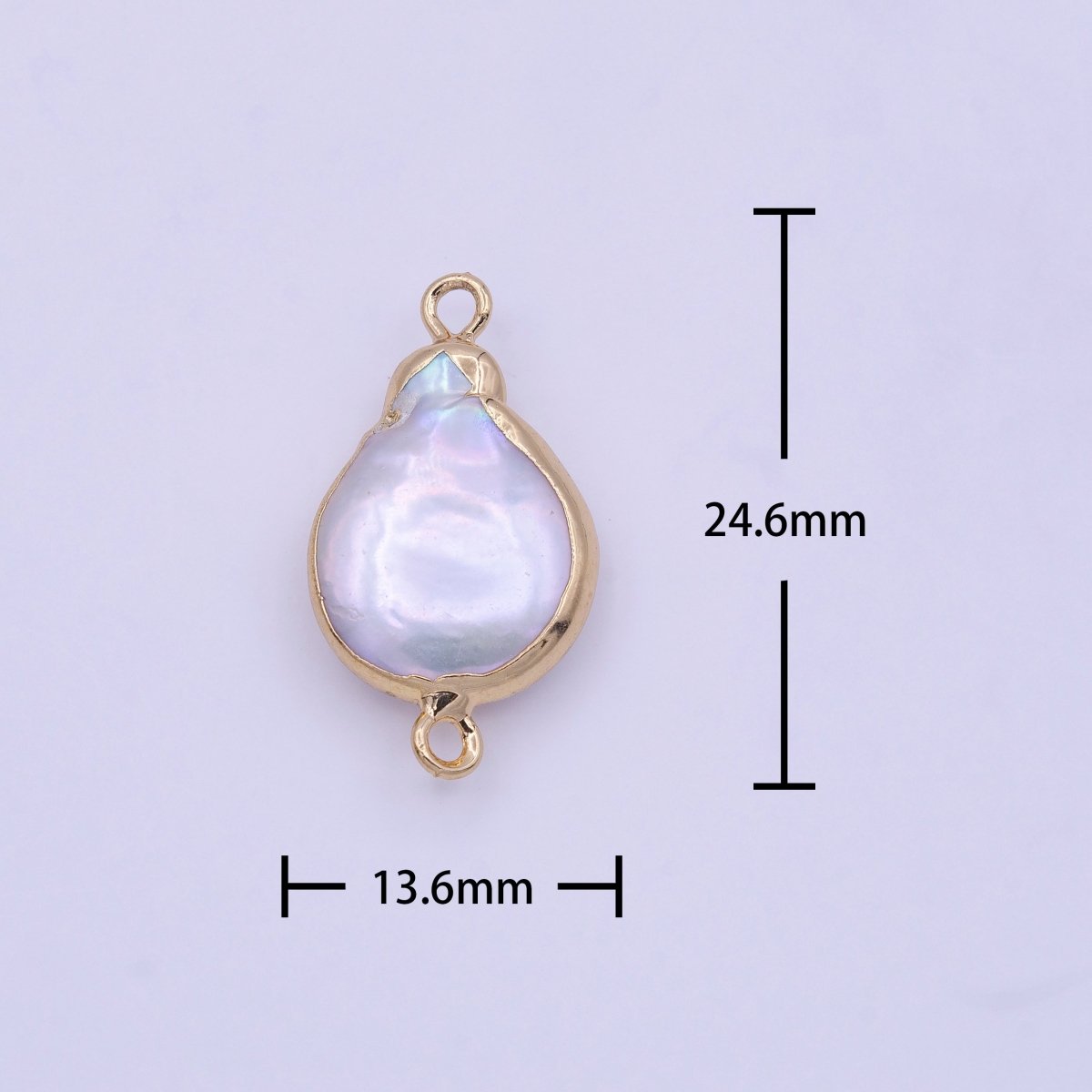 1 Piece Natural Pearl Gold bezel connector approx 24.6X13.5mm Freeform Pear shape gold plated Charm Connector P-1848